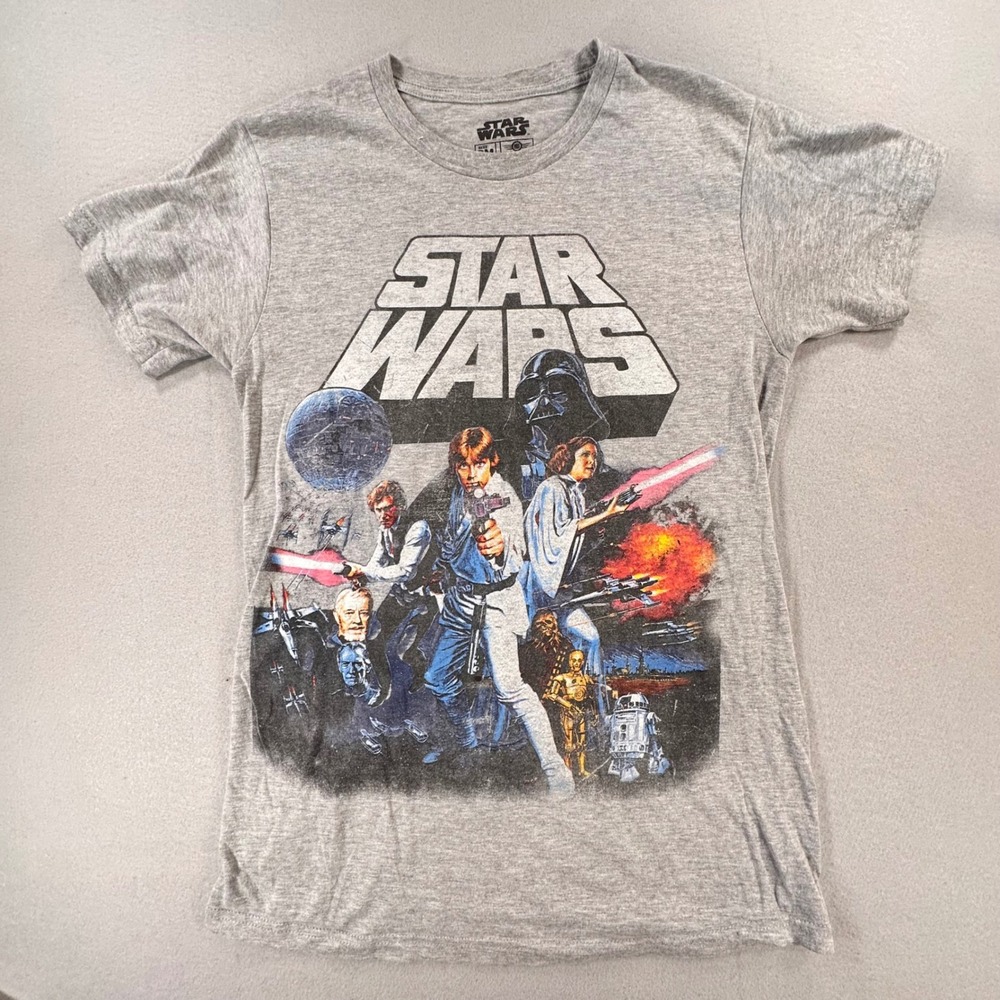 Star Wars Mad Engine Mens Small Gray Graphic T-Shirt Vintage Poster Style SM